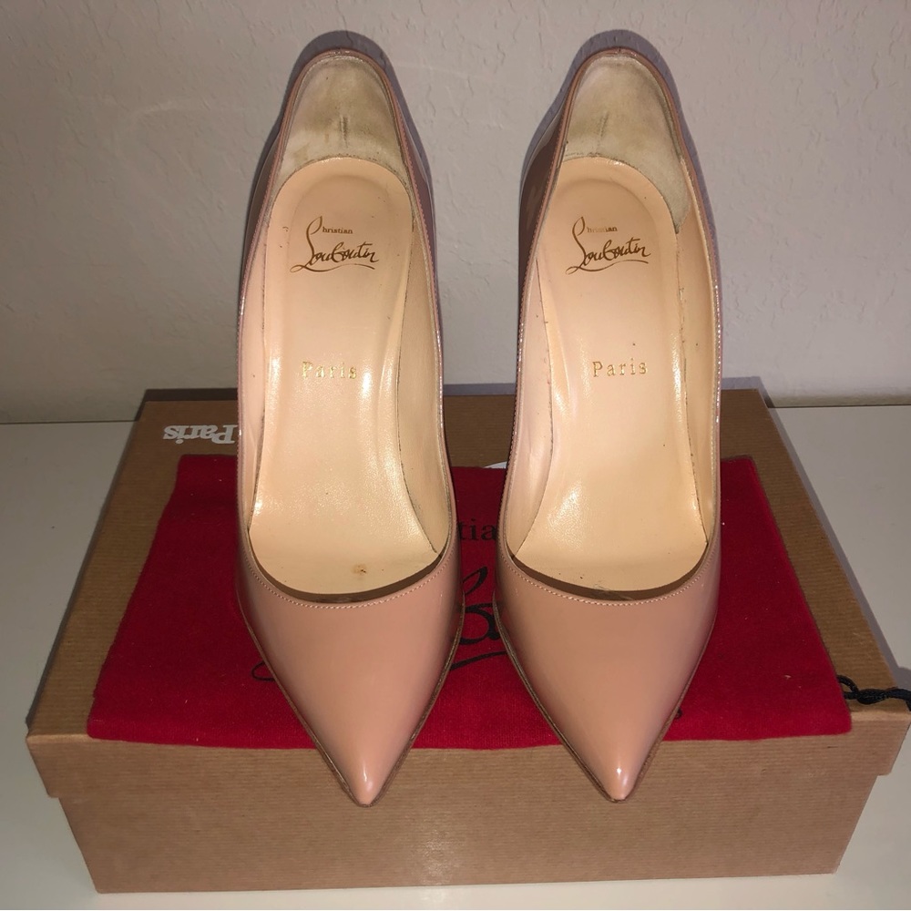 Christian Louboutin Nude Pigalle Follies 100 Patent Leather Pumps New with Tags